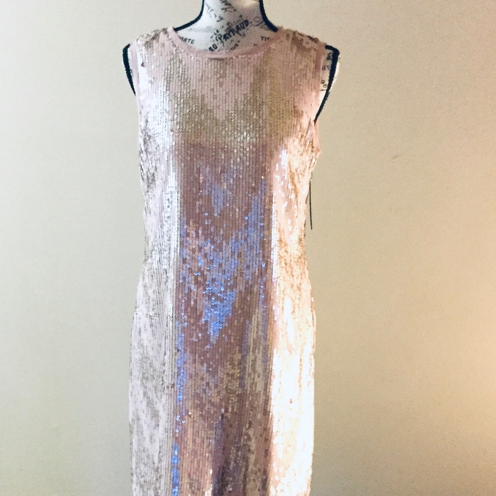 Vince Camuto Pink/Gold Sequin Dress